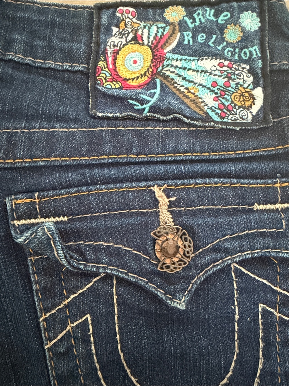 Dark Blue GIRLS True Religion Flared Jeans - Picture 4 of 8